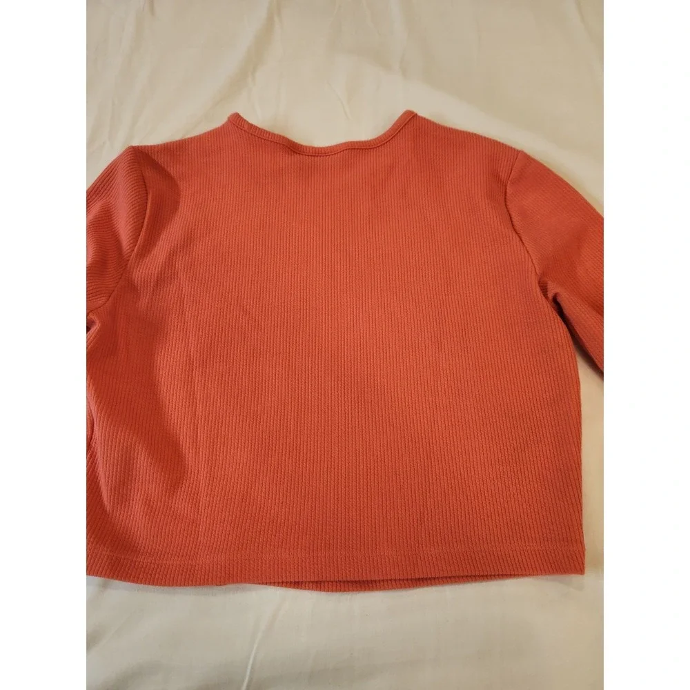 Vintage Adidas Women's Hot Pink Cropped Active Top Size L Long Sleeve Sport Gym‎